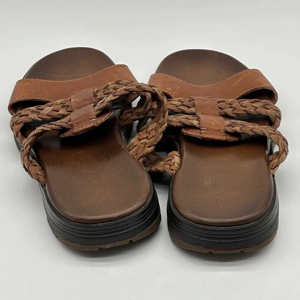 RJ COLT Vintage‎ Mens Brown Leather Slip On Sandals Braided Leather Size 12